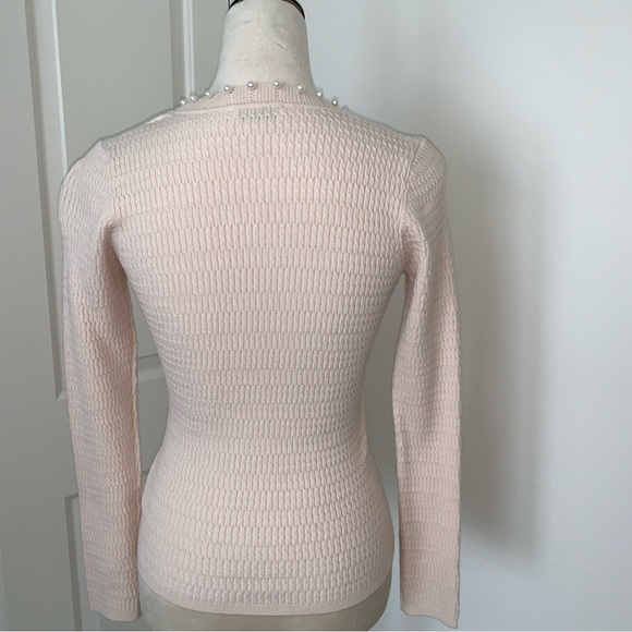 Sandro long sleeve beige pink sweater with pearl detail size XS - Picture 3 of 5